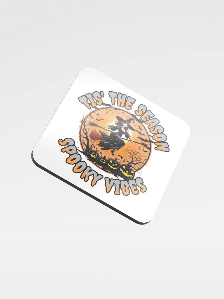 Tis The Season Spooky Vibes Glossed Cork Coaster product image (1)