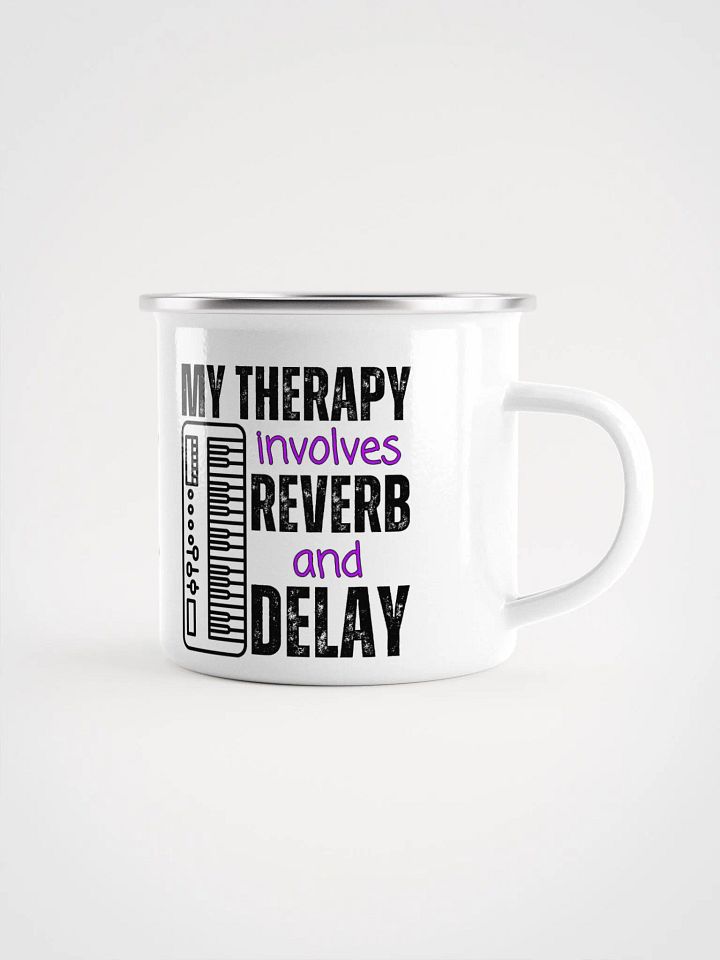 "My Therapy Involves Reverb and Delay" Enamel Coffee Mug product image (1)