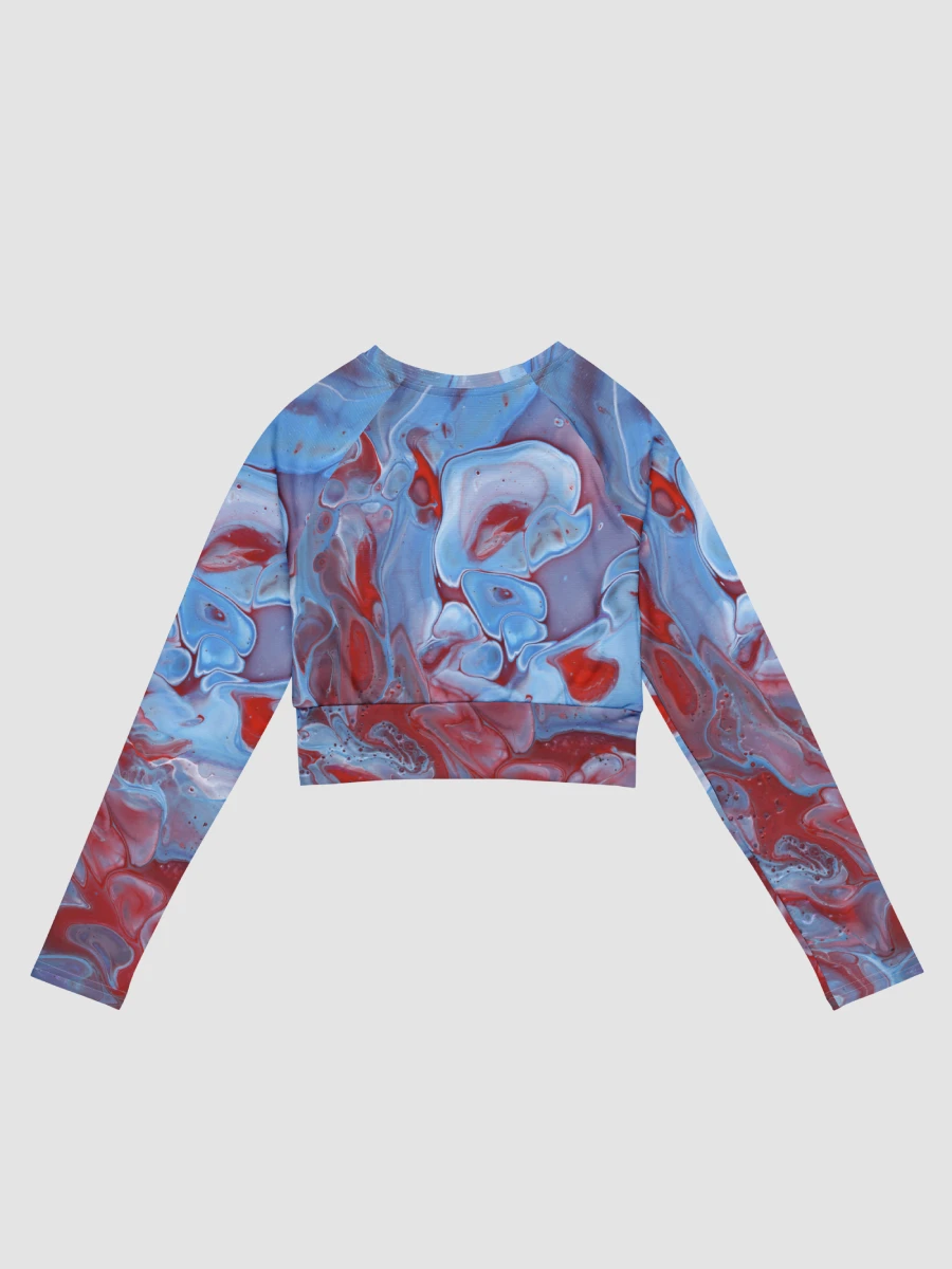 Neon Blue Fluid Acrylic All-Over Print Long Sleeve Crop Top product image (2)