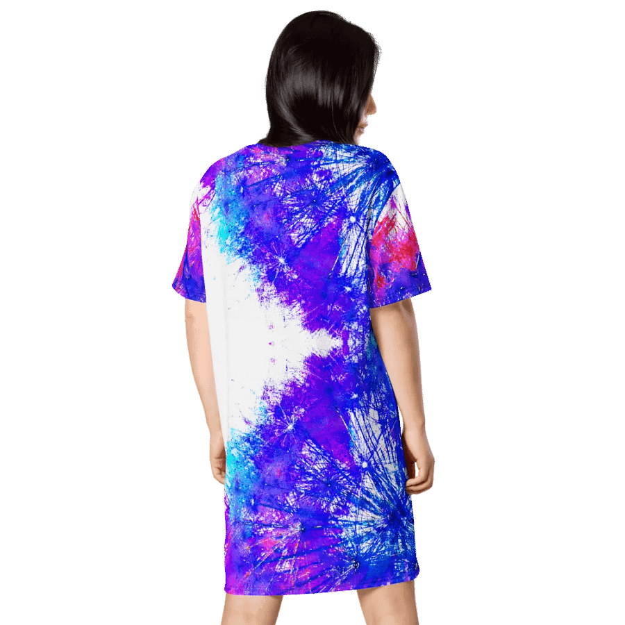 Abstract Bright Neon Dandelion Seeds T Shirt Dress product image (3)