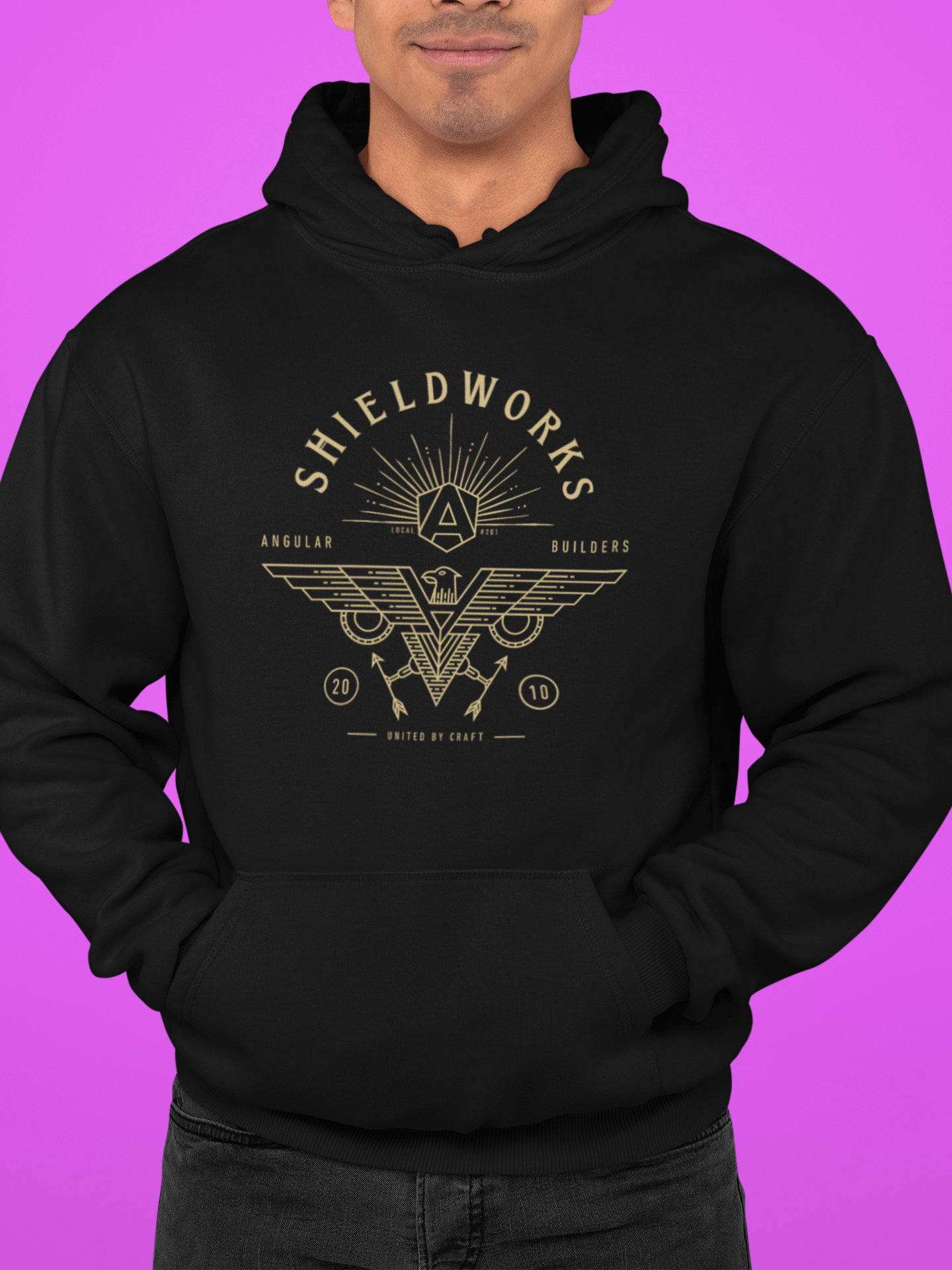 Shieldworks Angular Builders Local #201 “United by Craft” Classic Hoodie product image (1)