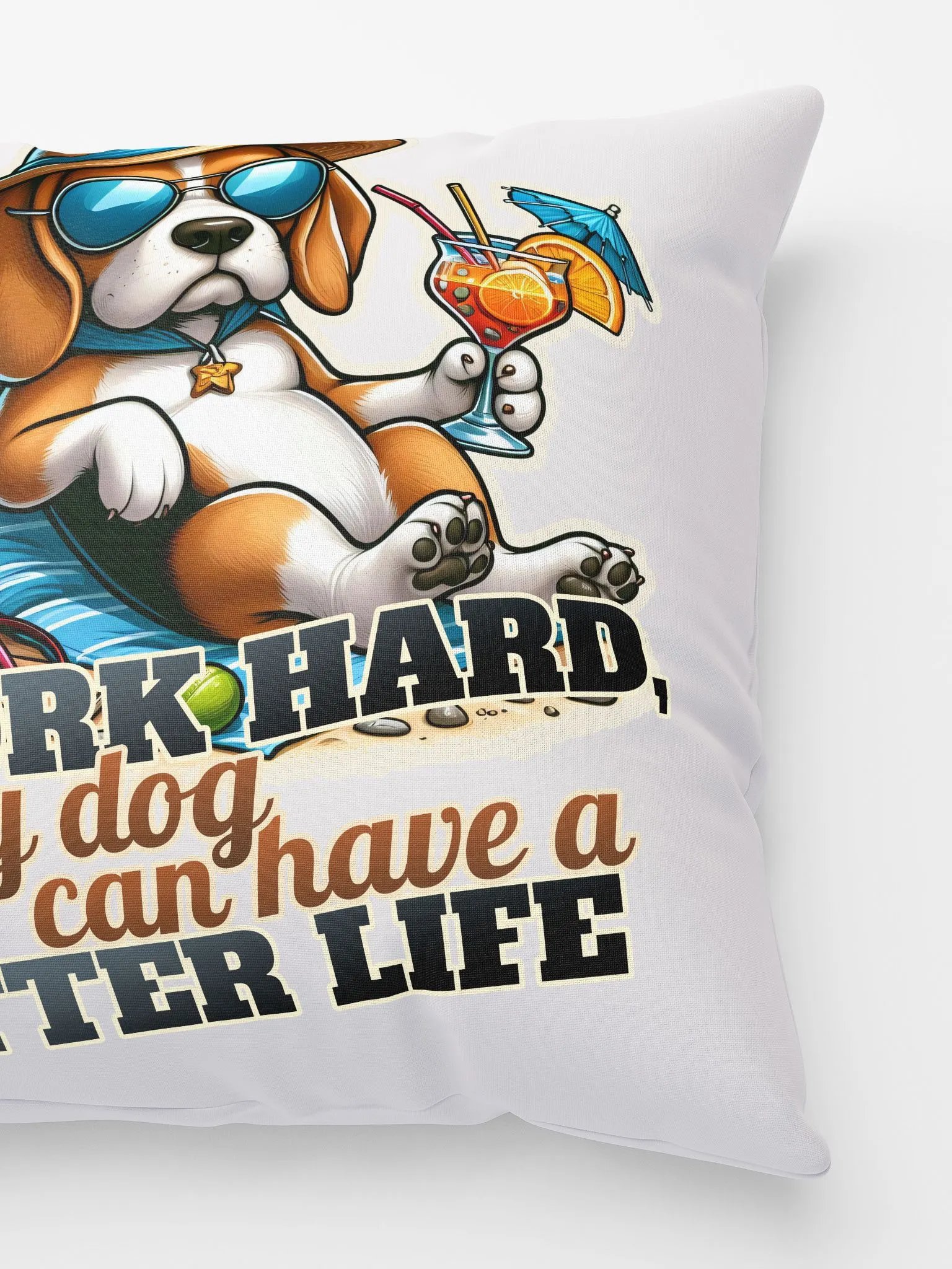 Work Hard - Beagle Beach - Pillow product image (2)