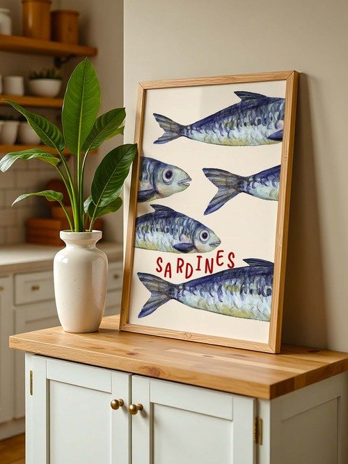 Sardine Wall Art Sardines Tin Fish Poster Colorful Kitchen Print product image (10)