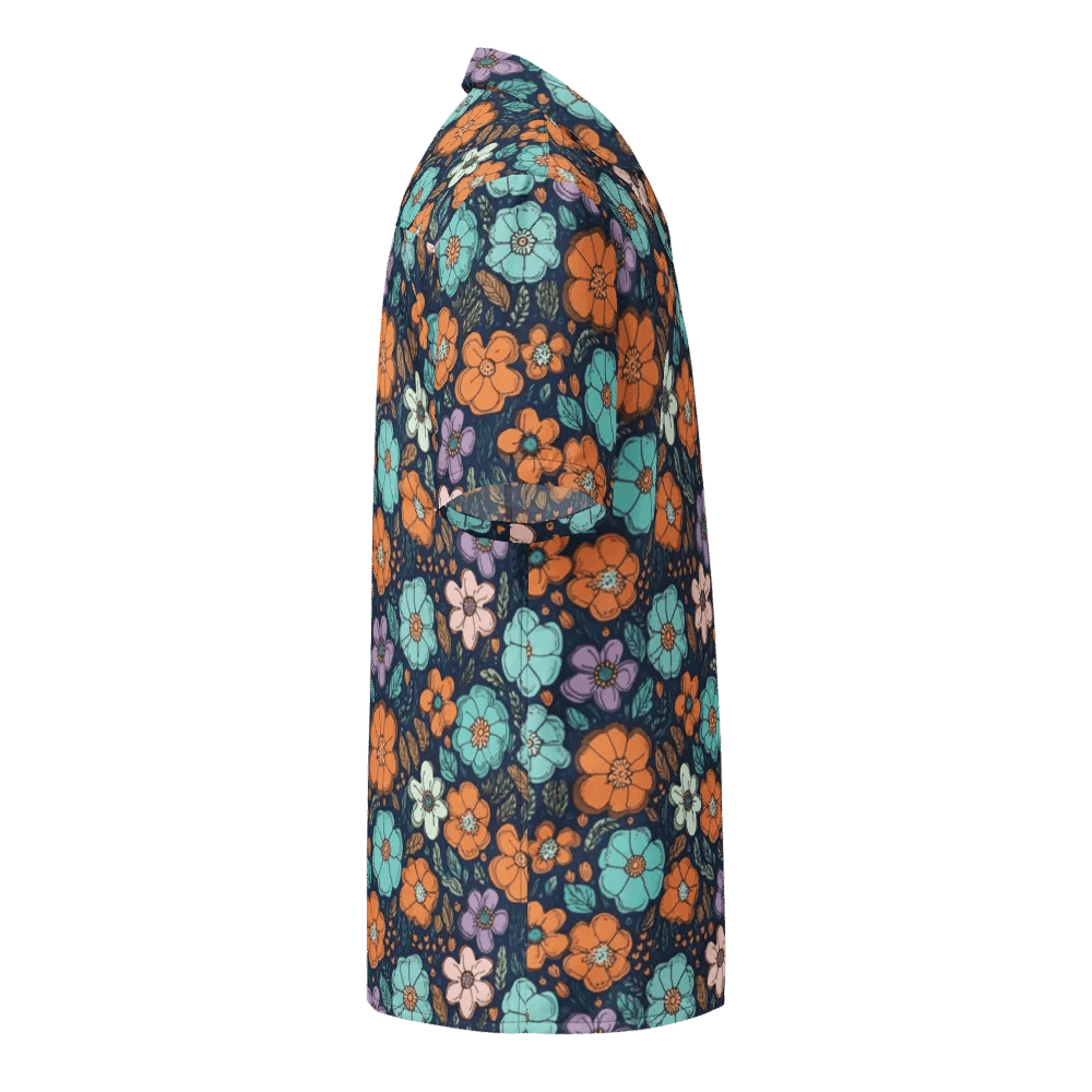 Retro Floral Pattern-Seamless Folk Art Design Hawaiian Shirt product image (4)