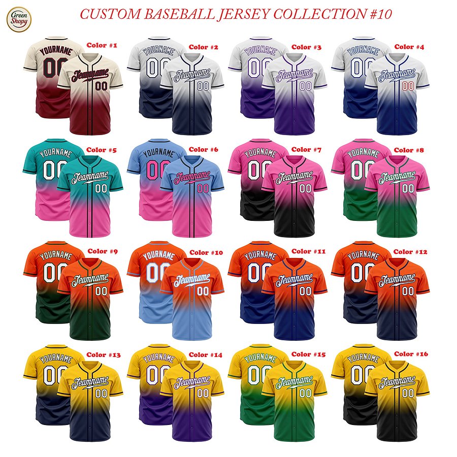 Authentic Gradient Fashion Baseball Jersey Up Down Colors with Line, Personalized Sport Jersey, Two Tones product image (1)