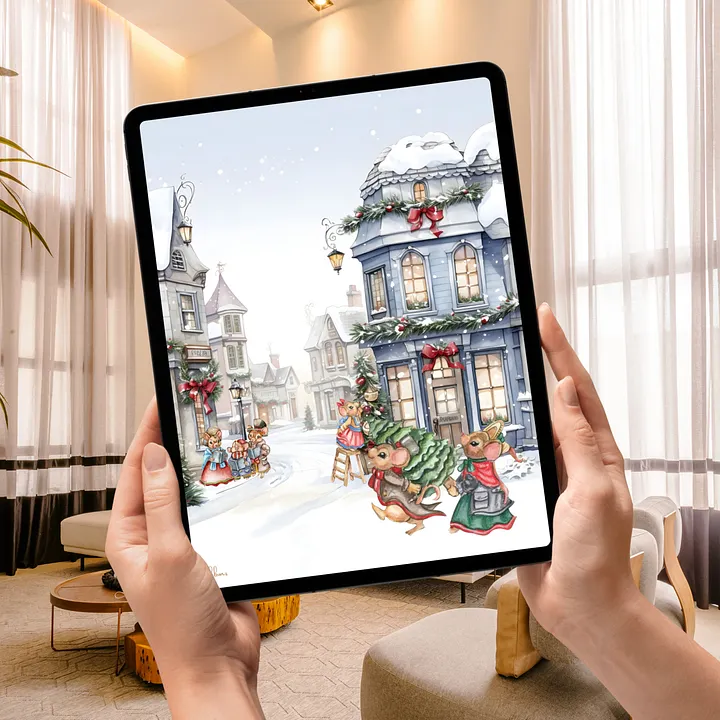 Prelude to Christmas Tablet Wallpaper | Festive Holiday Digital Background | Instant Download | 10 Resolutions product image (1)