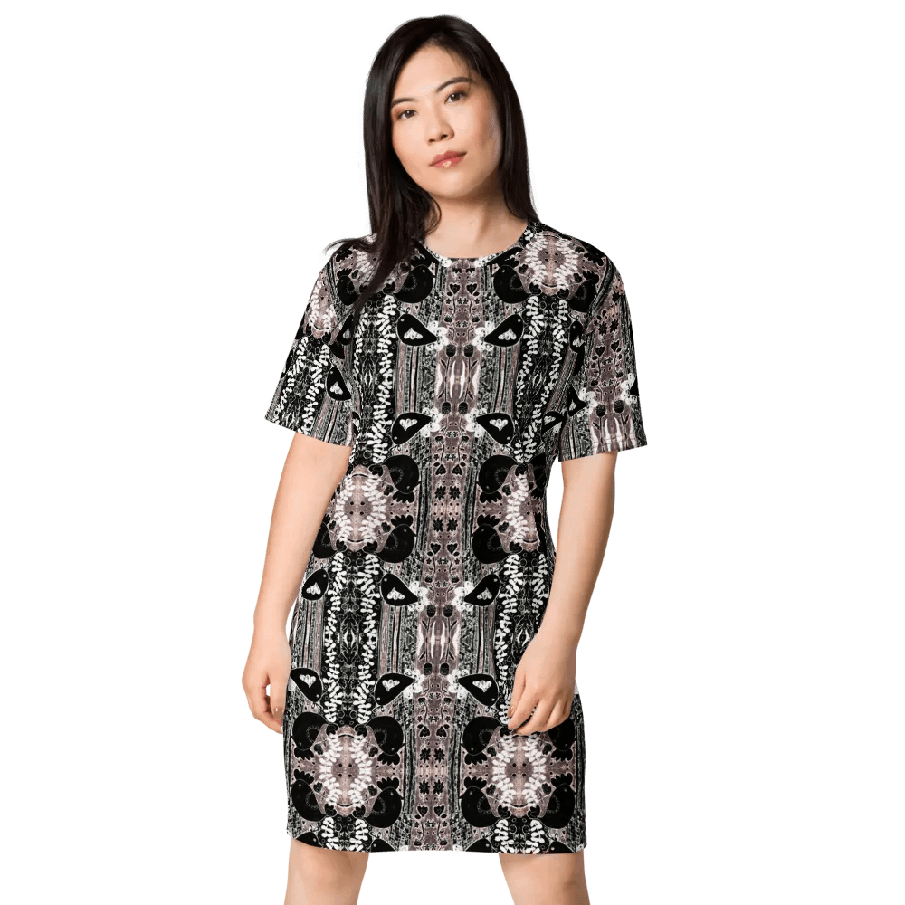 Abstract Floral Birds Ladies T Shirt Dress product image (2)