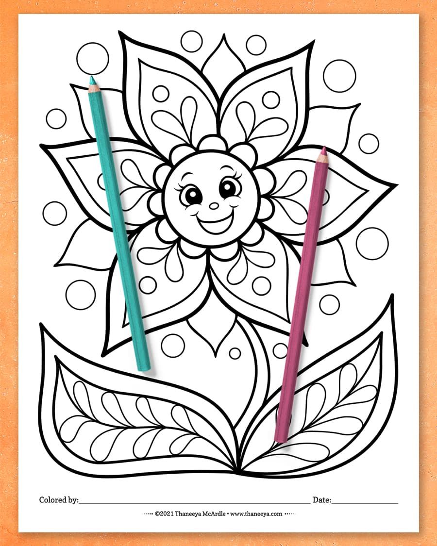 Happy Flowers Coloring Pages product image (7)