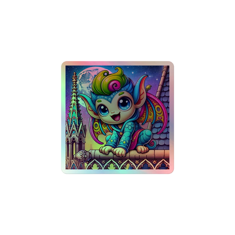 Rainbow Chibi Gargoyle Sticker – Colorful Guardian product image (1)