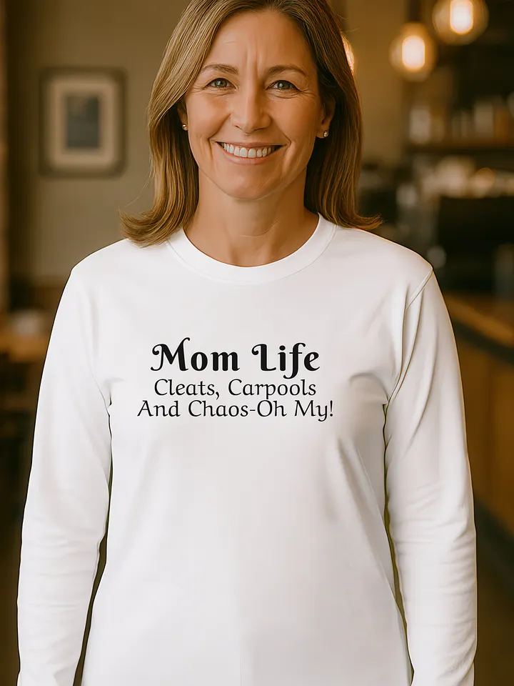Mom Life - Cleats Carpools and Chaos-Oh My - Gildan Ultra Cotton Unisex Long Sleeve T-Shirt - Light Colors product image (1)