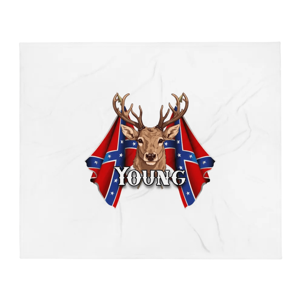"Young" Last Name Rebel Redneck Deer - Throw Blanket product image (1)