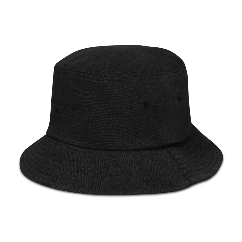 FUELED BY SPITE (black thread) embroidered denim bucket hat product image (4)