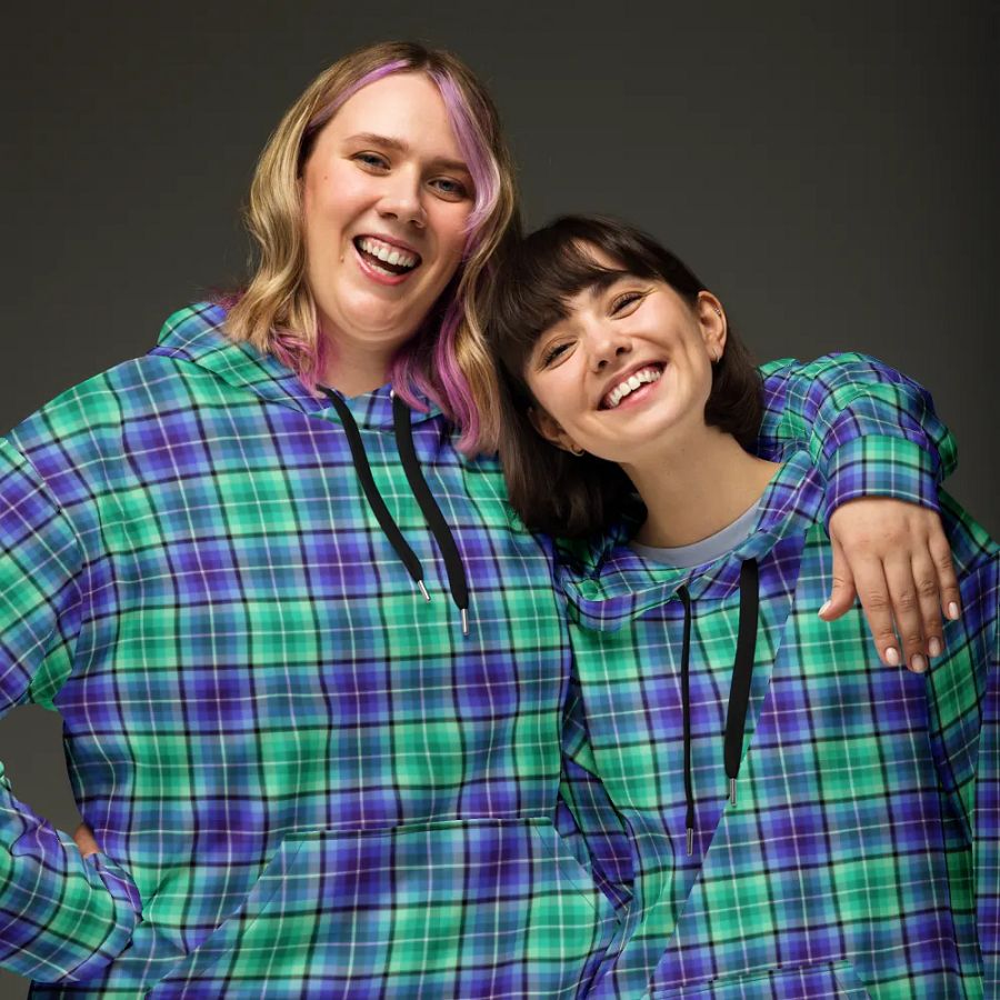 Bright Green and Purple Plaid Hoodie product image (3)