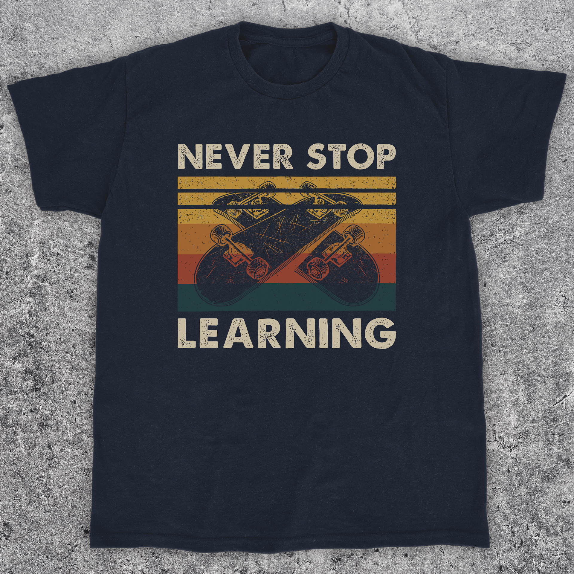 Never stop learning, Skate t-shirt, Unisex product image (1)
