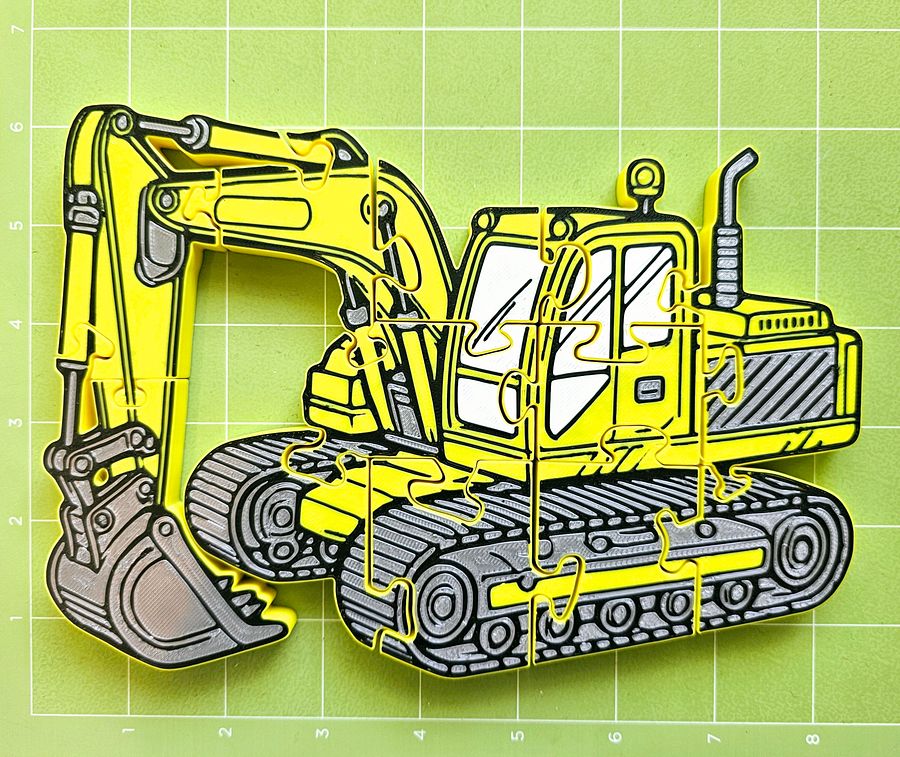 Excavator 3D Printed Jigsaw Puzzle – A Heavy-Duty Challenge for Kids! product image (4)