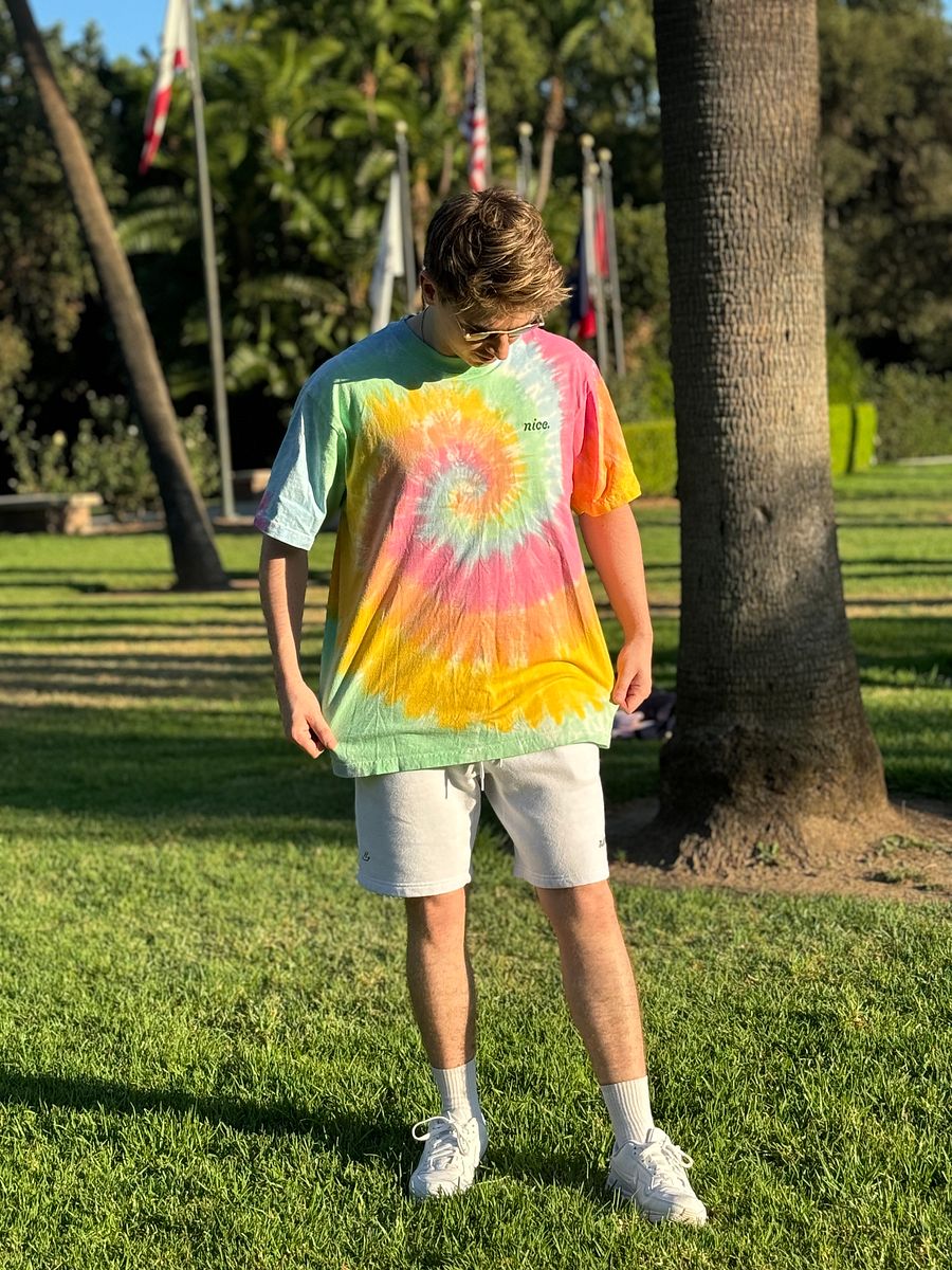 Nice. Embroidered Tie Dye Tee (Sherbet Rainbow) product image (5)