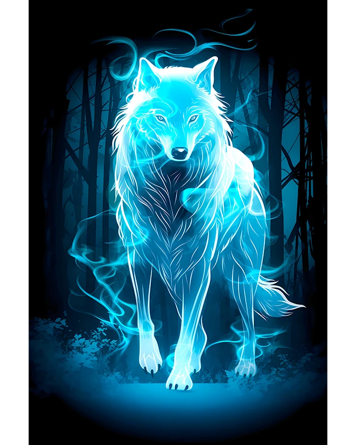 Ethereal Blue Wolf of the Enchanted Magic Forest Spirit Animal Matte Poster product image (1)