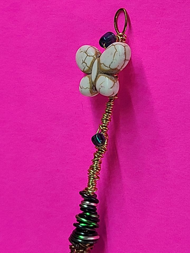 Butterfly Handmade Bubble Wand - wire wrapped pendant product image (2)