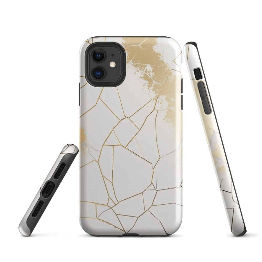 White & Gold Kintsugi Tough iPhone Case product image (1)