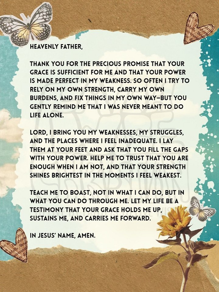 2 Corinthians 12:9 Vintage Prayer Free Printable product image (2)