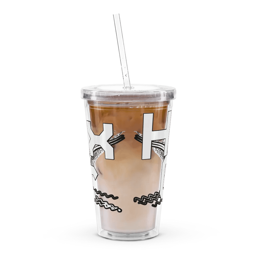 Double Wall Clear Plastic Tumbler (16 oz) - White HApex Gear White Logo product image (2)
