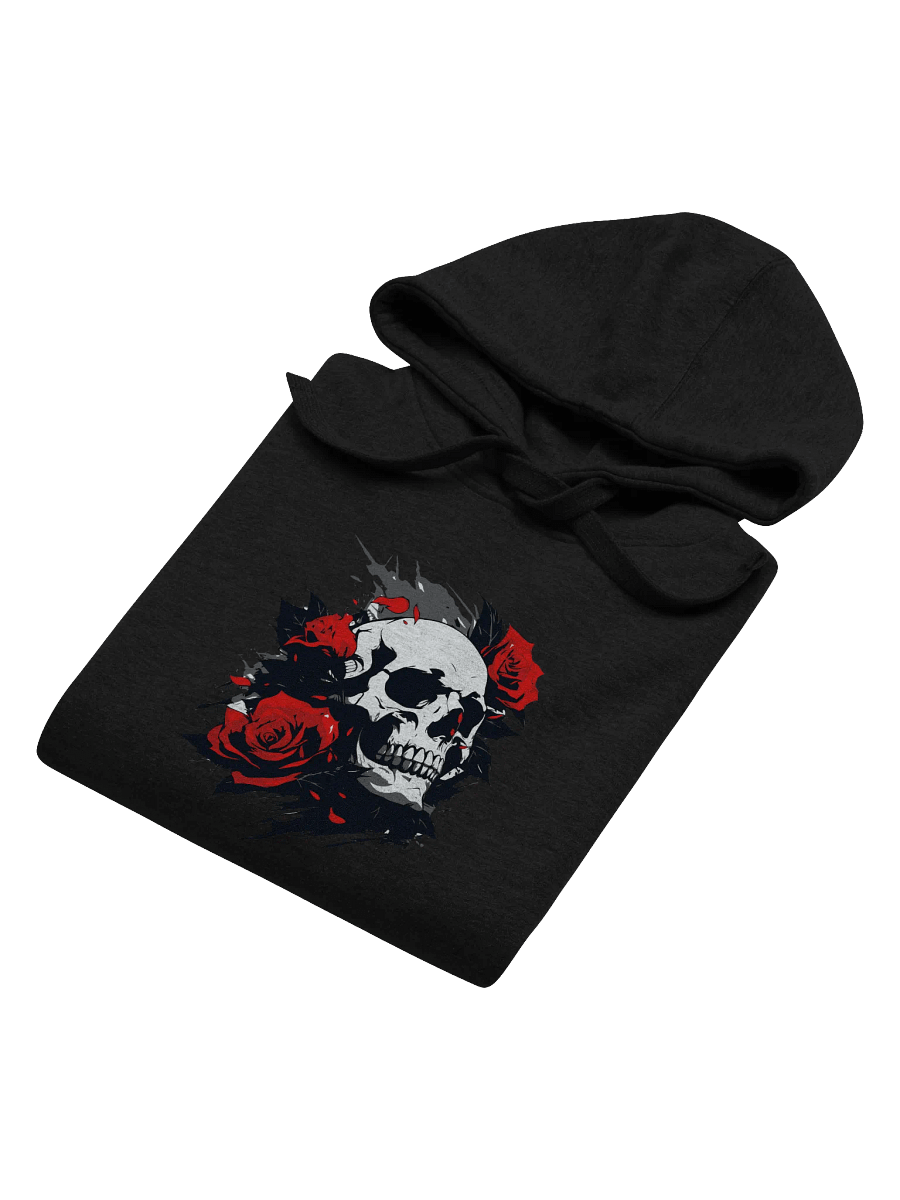 Rose-Adorned Skull Front Printed Hoodie product image (6)