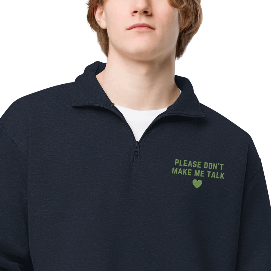 PLEASE DON'T MAKE ME TALK (lime) embroidered quarter zip product image (15)