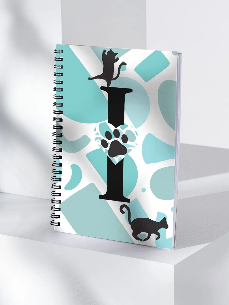 Monogram Letter I Cat Lover Geometric Blues Notebook product image (4)