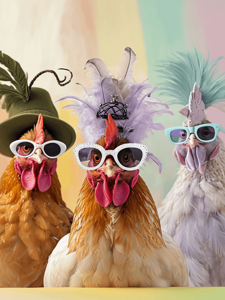 Chickens in Hats and Shades Framed Poster product image (1)