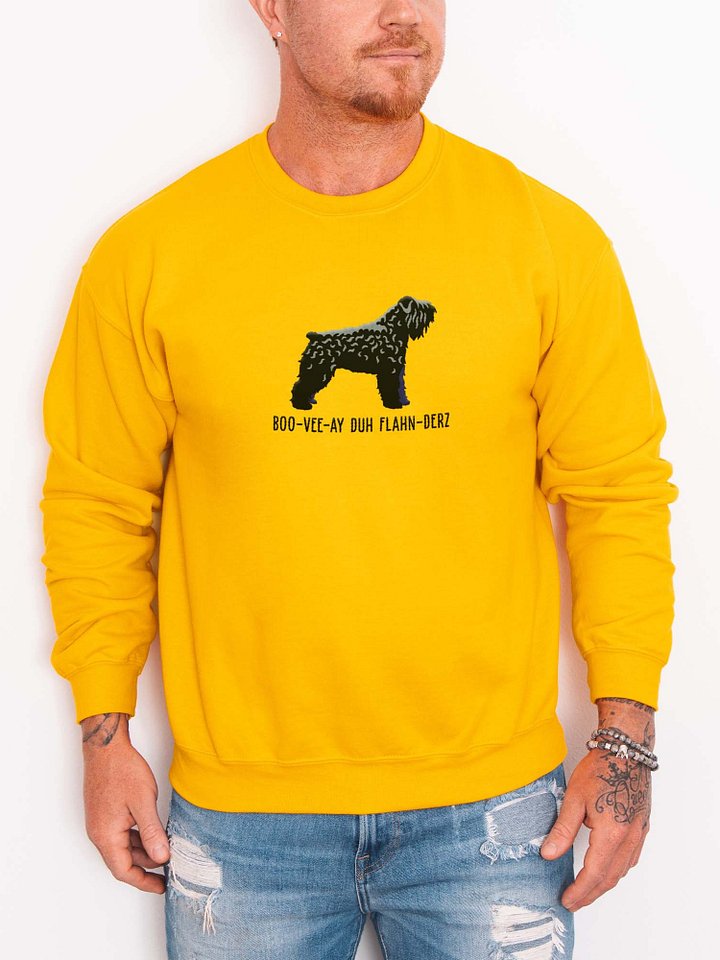 Boo-Vee-Ay Duh Flahn-Derz Sweatshirt (Embroidered) of a Bouvier Des Flandres(Black) product image (2)