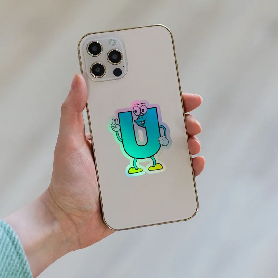 U Letter Cartoon Character Holographic Sticker product image (8)