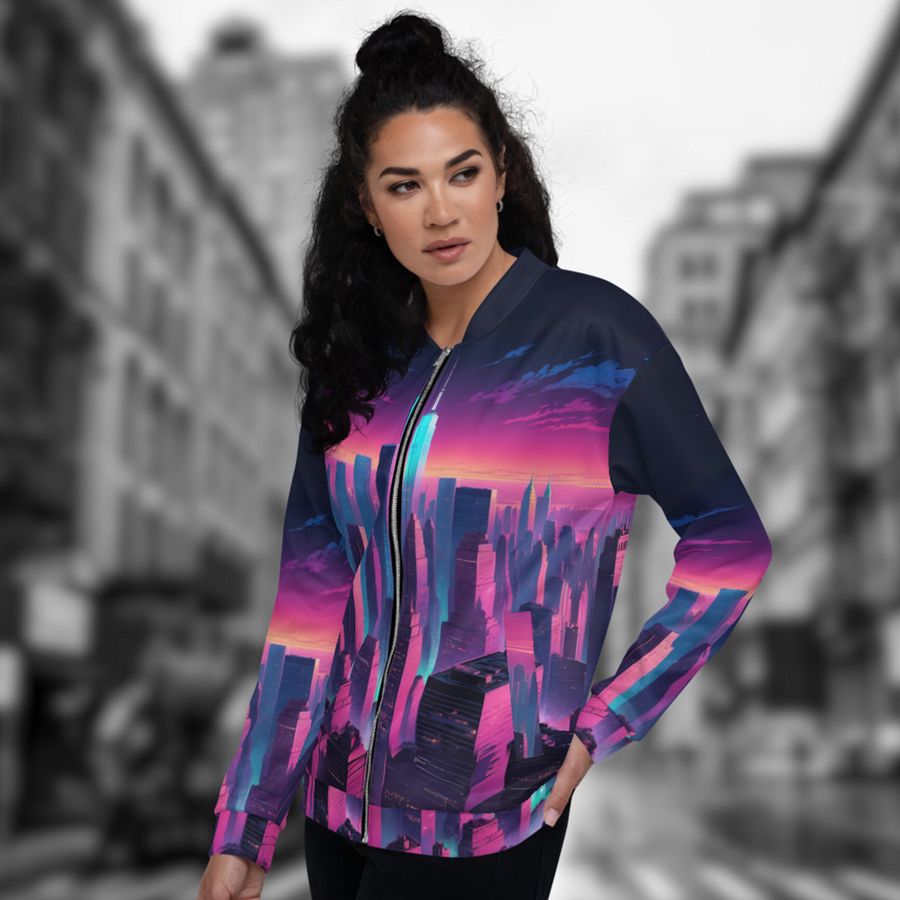 Vaporwave New York City Bomber Jacket product image (2)