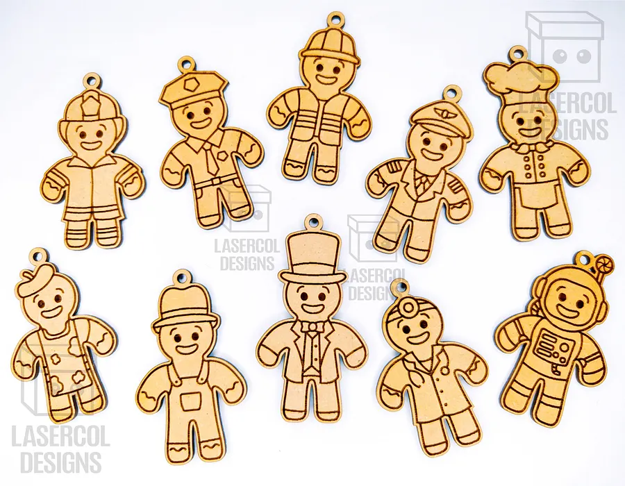 Gingerbread Cookies Christmas Ornaments Set 3 - Laser Cut Files product image (4)