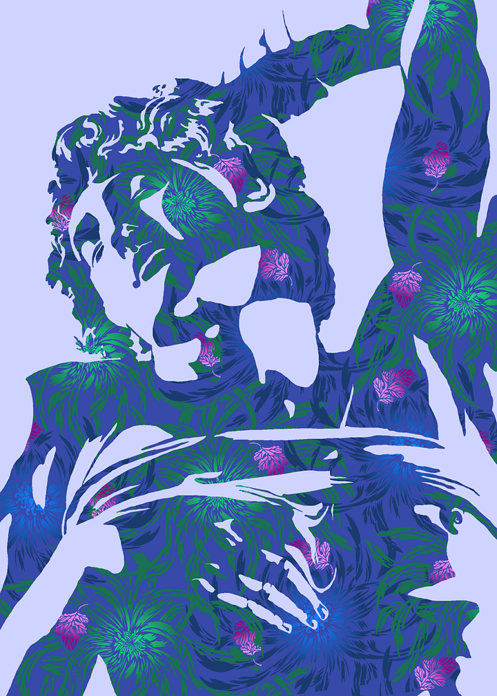 Blue Michelangelo on Chrysanthemums - Print product image (1)