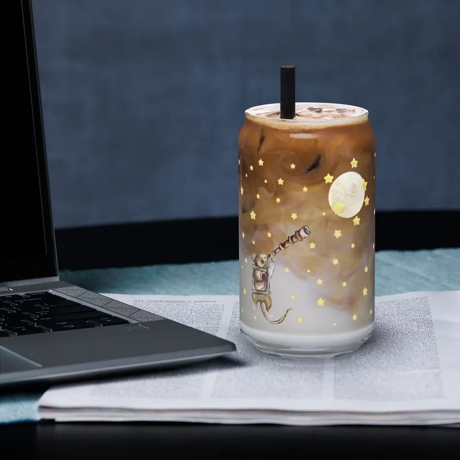 Good Friends Are Like Stars Glass Can Tumbler | 16oz Friendship-Themed Drinkware | Adorable Starry Night Design product image (7)