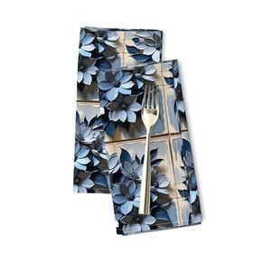 Seamless Pattern - Painted Floral Tile Pattern 1 in Shades of Blue and White product image (10)