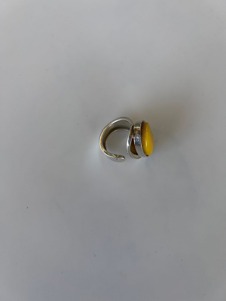 Baltic Egg Yolk Amber 925 Sterling Silver Adjustable Ring product image (3)