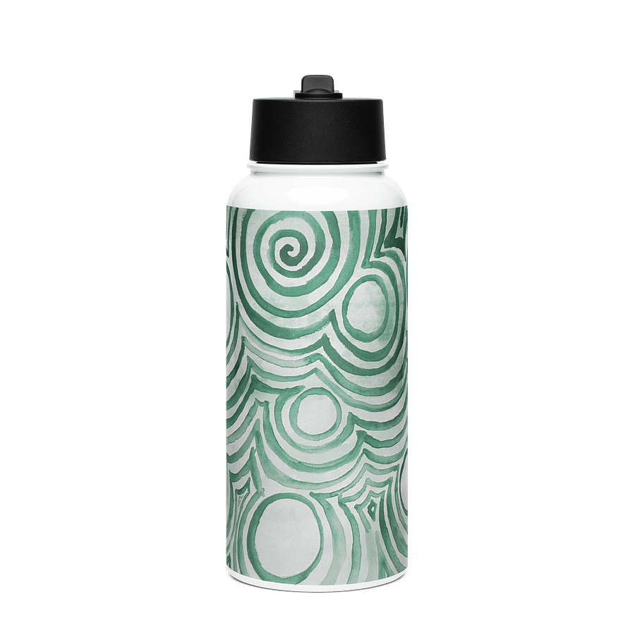 "Green Swirl" Water Bottle With Screw Top And Straw product image (1)