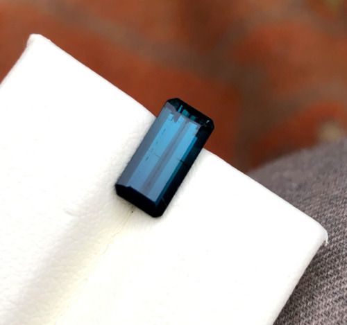 EMERALD CUT BLUE INDICOLITE TOURMALINE SI GRADE GEMSTONE FOR RING, 1.85 CRT product image (1)