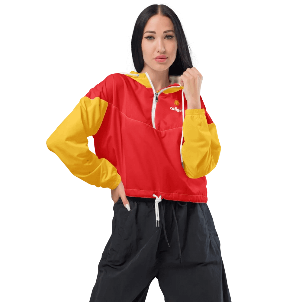 Caligirl Red/Yellow Women's Cropped Windbreaker product image (6)