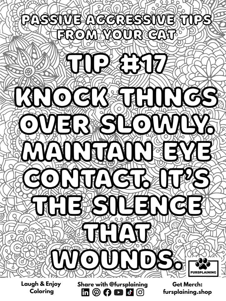 #17 Passive Aggressive Tips from Your Cat – Free Coloring Page product image (1)