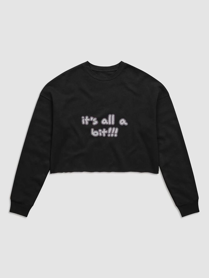 “It’s all a bit!!!” (sm. lined design, #8D778F) Women's Fleece Crop Sweatshirt product image (2)