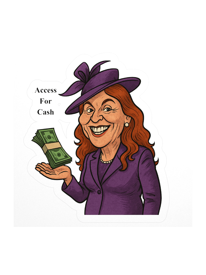 Royal Parody – “Access for Cash” Collectible Kiss-Cut Sticker (3″) | As Never Collection product image (1)