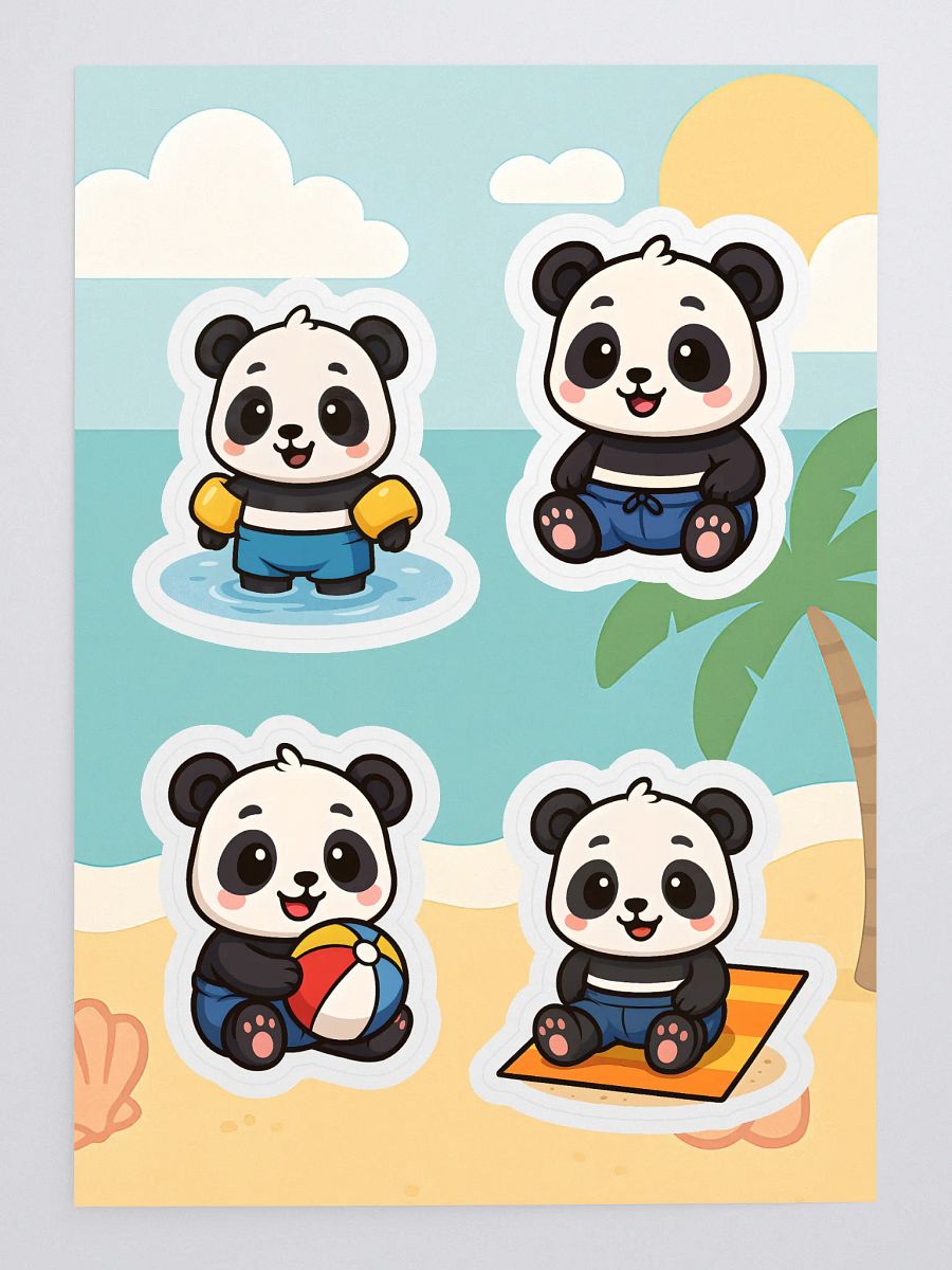 Beach Day Panda Bear Sticker Sheet product image (3)