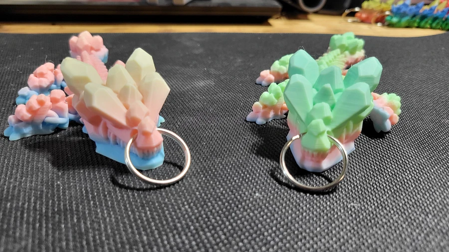 Articulated Rock Dragon Keychain (Pastel Green, Pink, Blue) product image (2)