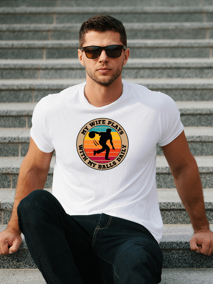 Men's Billiards "My Wife Plays With My Balls Daily" T-Shirt – Funny Sports Graphic Tee | Retro Humor Shirt product image (1)