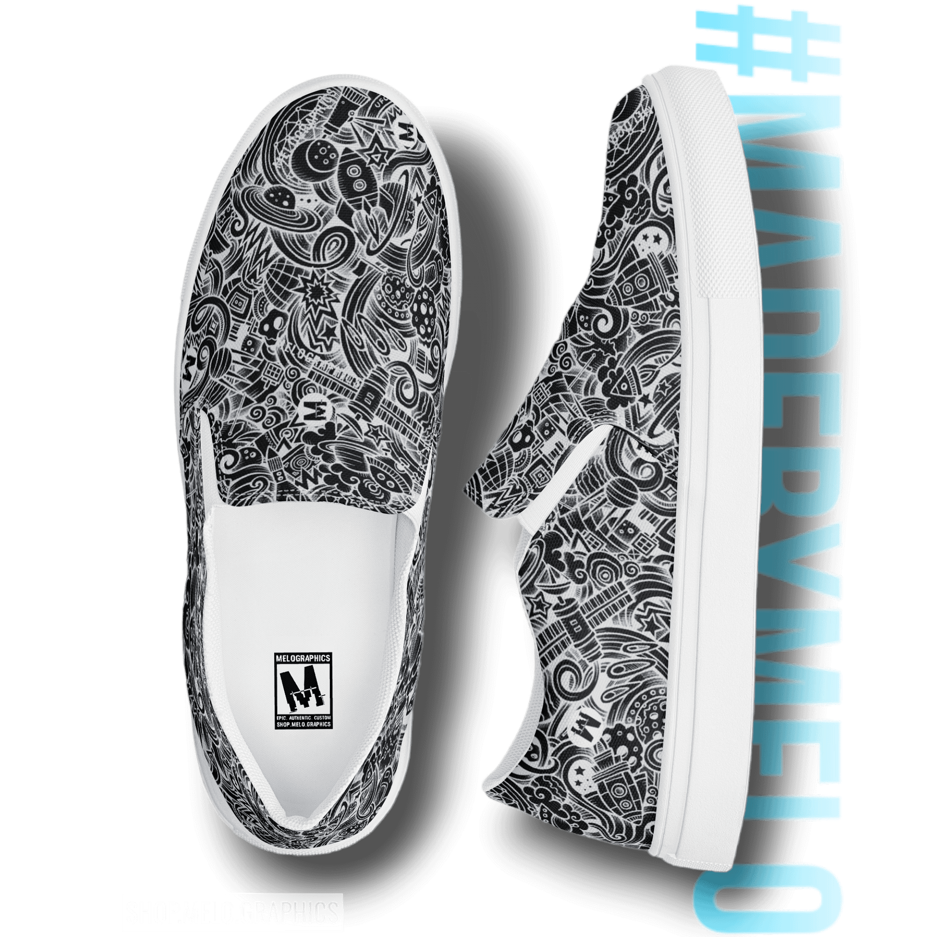 Dark Space Scribble - Women's Slip-ons | #MadeByMELO product image (4)
