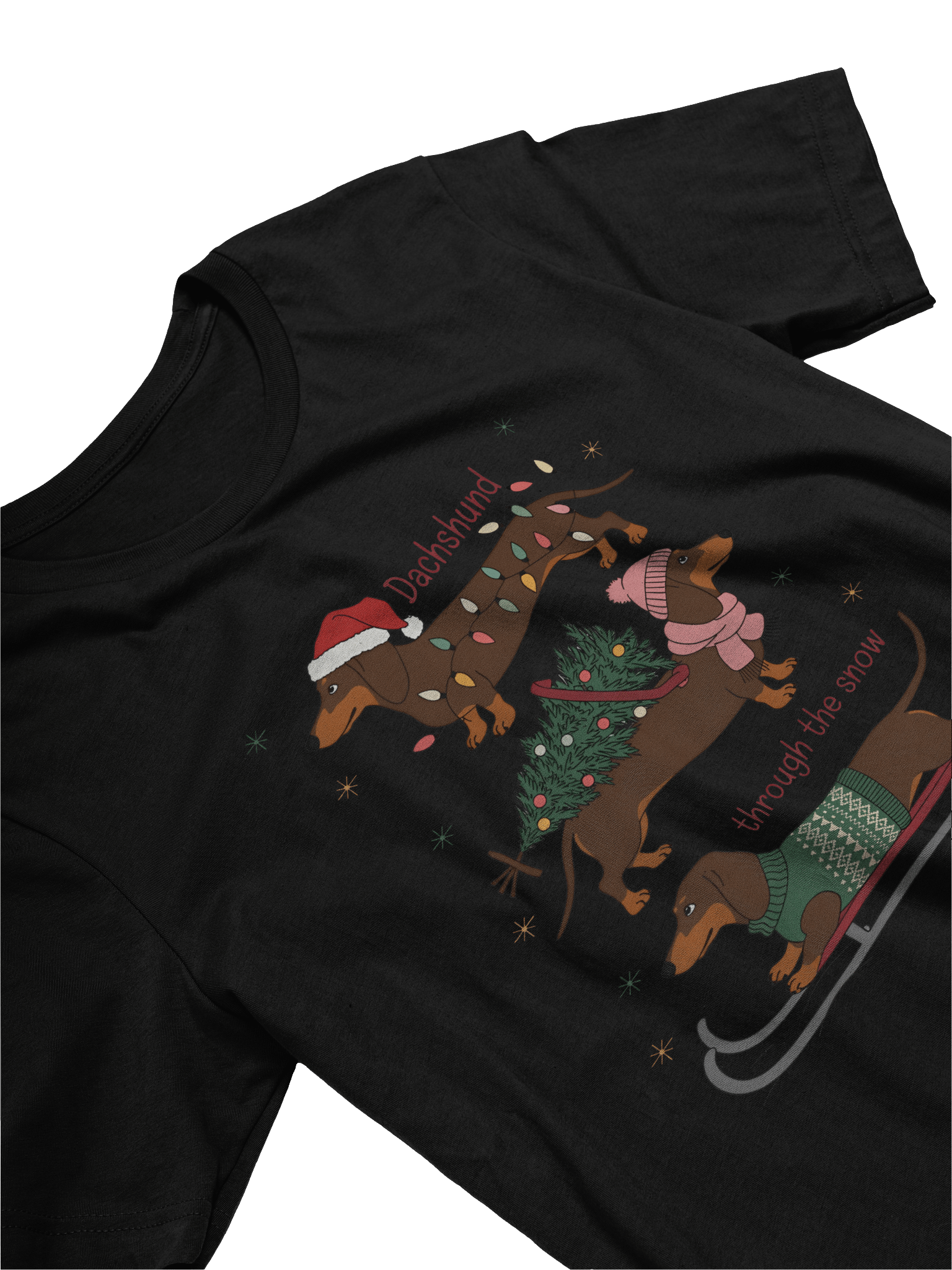 Dachshund Through the Snow Christmas T-Shirt – Holiday Dog Lover Tee product image (4)