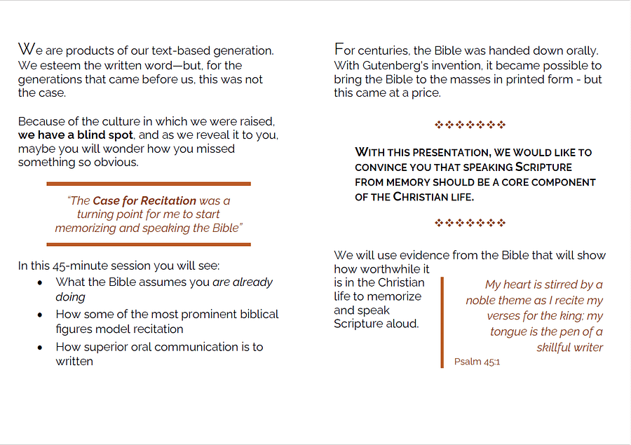 The Case for Recitation promo booklet - English product image (3)