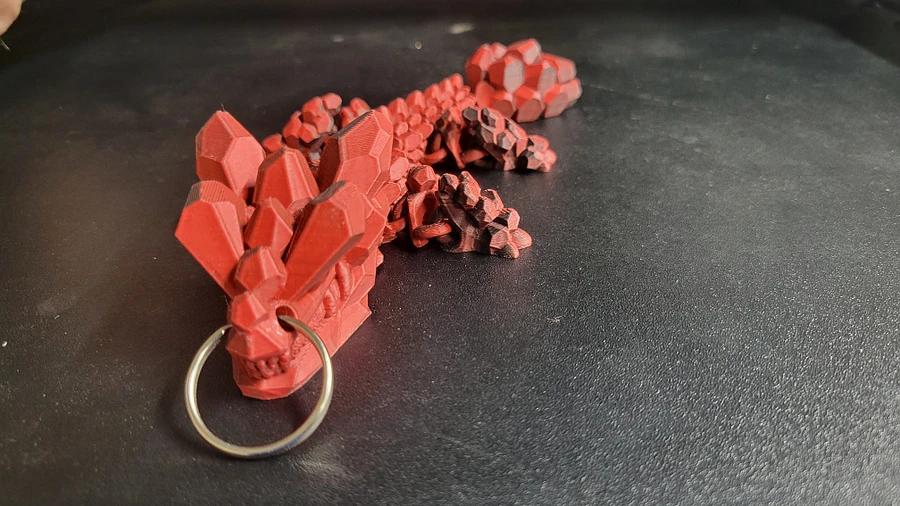 Articulated Rock Dragon Keychain - Matte Red/Black product image (1)